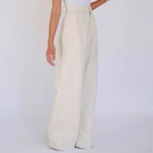 Triarchy pleated high rise wide leg jeans 29 off white cream denim trouser pants